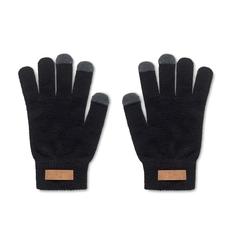 Vue Gants tactiles en RPET - Dactile de couleur noir| Krokrodeal