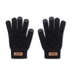 Vue Gants tactiles en RPET - Dactile de couleur noir| Krokrodeal