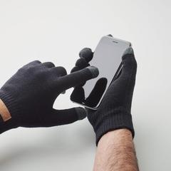 Vue Gants tactiles en RPET - Dactile de couleur noir| Krokrodeal