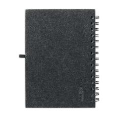 Vue Carnet A5 couv.en feutre RPET - Ringfelt de couleur gris| Krokrodeal