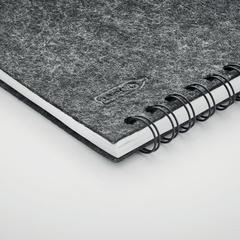 Vue Carnet A5 couv.en feutre RPET - Ringfelt de couleur gris| Krokrodeal