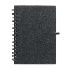 Vue Carnet A5 couv.en feutre RPET - Ringfelt de couleur gris| Krokrodeal