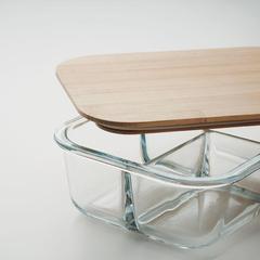 Vue Lunchbox en verre et bambou - Tundra 3 de couleur blanc| Krokrodeal