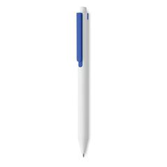 Vue Stylo poussoir en ABS recyclé - Side de couleur bleu| Krokrodeal