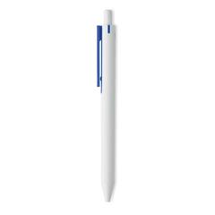 Vue Stylo poussoir en ABS recyclé - Side de couleur bleu| Krokrodeal