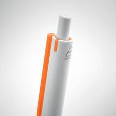 Vue Stylo poussoir en ABS recyclé - Side de couleur orange| Krokrodeal