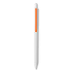 Vue Stylo poussoir en ABS recyclé - Side de couleur orange| Krokrodeal