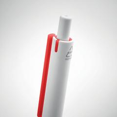 Vue Stylo poussoir en ABS recyclé - Side de couleur rouge| Krokrodeal