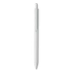 Vue Stylo poussoir en ABS recyclé - Side de couleur blanc| Krokrodeal