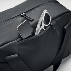 Vue Sac de sport en 300D ripstop - Grenoble de couleur noir| Krokrodeal