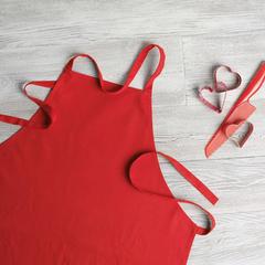Vue Tablier coton - Kitab de couleur rouge| Krokrodeal