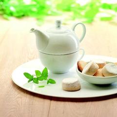 Vue Théière et tasse 400 ml - Tea time de couleur blanc| Krokrodeal