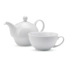 Vue Théière et tasse 400 ml - Tea time de couleur blanc| Krokrodeal