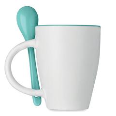 Vue Mug avec cuillère 250 ml - Dual de couleur bleu| Krokrodeal