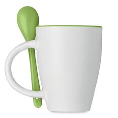 Vue Mug avec cuillère 250 ml - Dual de couleur vert| Krokrodeal