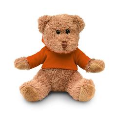 Vue Ours en peluche avec T-shirt - Johnny de couleur orange| Krokrodeal