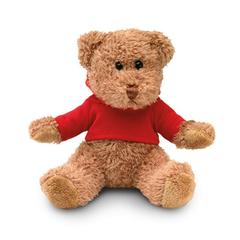 Vue Ours en peluche avec T-shirt - Johnny de couleur rouge| Krokrodeal