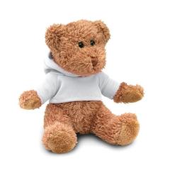 Vue Ours en peluche avec T-shirt - Johnny de couleur blanc| Krokrodeal