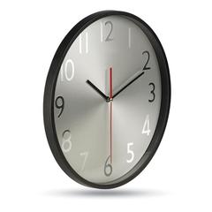 Vue Horloge murale fond argent - Rondo de couleur noir| Krokrodeal