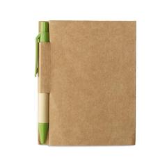 Vue Bloc-notes a/ mini-stylo rec. - Cartopad de couleur vert| Krokrodeal
