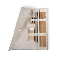 Vue Set d'écriture,pochette coton - Ecoset de couleur marron| Krokrodeal
