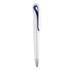 Vue Stylo à bille Twist en ABS - Whiteswan de couleur bleu| Krokrodeal