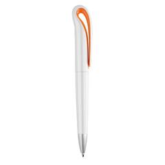 Vue Stylo à bille Twist en ABS - Whiteswan de couleur orange| Krokrodeal