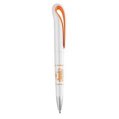 Vue Stylo à bille Twist en ABS - Whiteswan de couleur orange| Krokrodeal