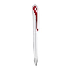 Vue Stylo à bille Twist en ABS - Whiteswan de couleur rouge| Krokrodeal