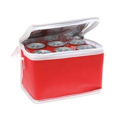 Vue Sac iso pour 6 cannettes - Promocool de couleur rouge| Krokrodeal