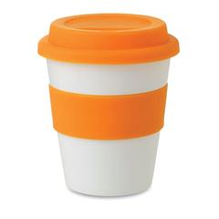 Vue Gobelet PP, couvercle silicone - Astoria de couleur orange| Krokrodeal