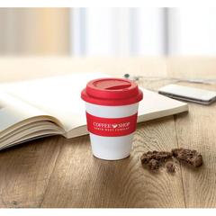 Vue Gobelet PP, couvercle silicone - Astoria de couleur rouge| Krokrodeal