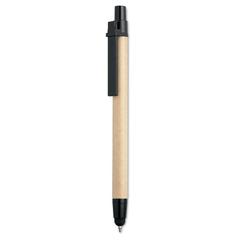 Vue Stylo tactile carton recyclé - Recytouch de couleur noir| Krokrodeal
