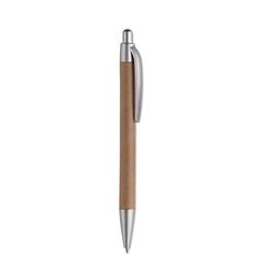 Vue Stylo bille avec corps en cart - Pushton de couleur gris| Krokrodeal