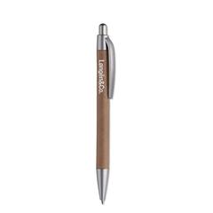 Vue Stylo bille avec corps en cart - Pushton de couleur gris| Krokrodeal