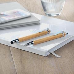 Vue Coffret stylo et crayon en bam - Bambooset de couleur marron| Krokrodeal