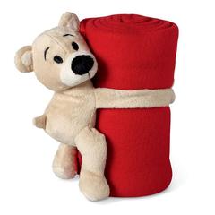 Vue Couverture polaire avec ours - Manta de couleur rouge| Krokrodeal