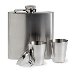 Vue Flacon de poche avec gobelets - Slimmy flask set de couleur gris| Krokrodeal