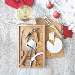 Vue Set à fromage et vin - Wine&cheese de couleur marron| Krokrodeal