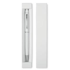 Vue Stylo touch twist en aluminium - Eduar de couleur blanc| Krokrodeal
