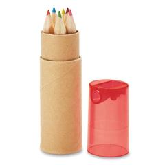 Vue Tube de 6 crayons de couleur - Petit lambut de couleur rouge| Krokrodeal