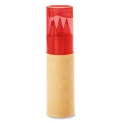 Vue Tube de 6 crayons de couleur - Petit lambut de couleur rouge| Krokrodeal