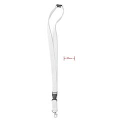 Vue Tour de cou 20 mm - Lany de couleur blanc| Krokrodeal
