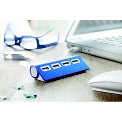 Vue Duplicateur USB 4 ports - Aluhub de couleur bleu| Krokrodeal