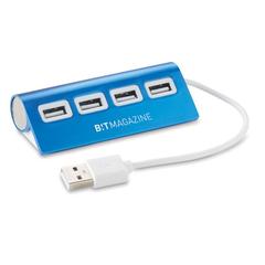 Vue Duplicateur USB 4 ports - Aluhub de couleur bleu| Krokrodeal