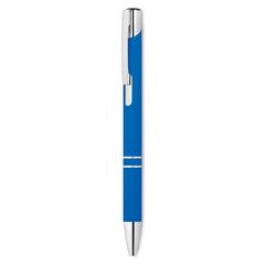 Vue Stylo bille poussoir finition - Aosta de couleur bleu| Krokrodeal
