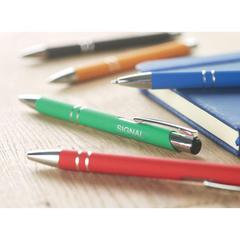 Vue Stylo bille poussoir finition - Aosta de couleur vert| Krokrodeal