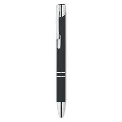 Vue Stylo bille poussoir finition - Aosta de couleur noir| Krokrodeal