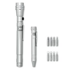 Vue Set d'outils avec torche - Strech-torch set de couleur gris| Krokrodeal