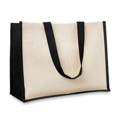 Vue Sac de courses en toile de jute - Campo de fiori de couleur noir| Krokrodeal